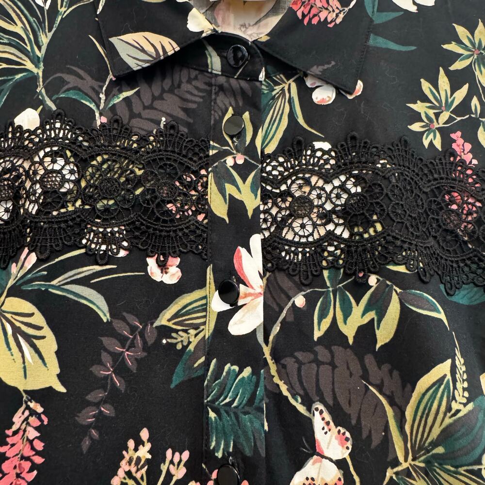 kate spade new york Short Sleeve Black Botanical Mini Dress Lace Trim Size 8 - Picture 10 of 12